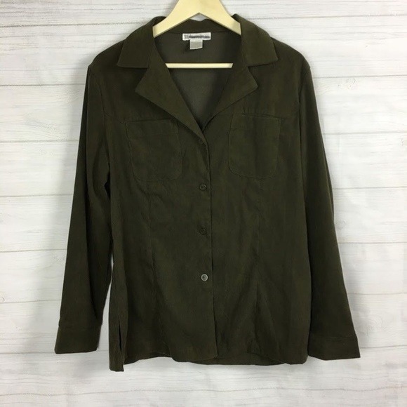 Dress Barn Tops - Dressbarn (F-04)  XL Green Button Front